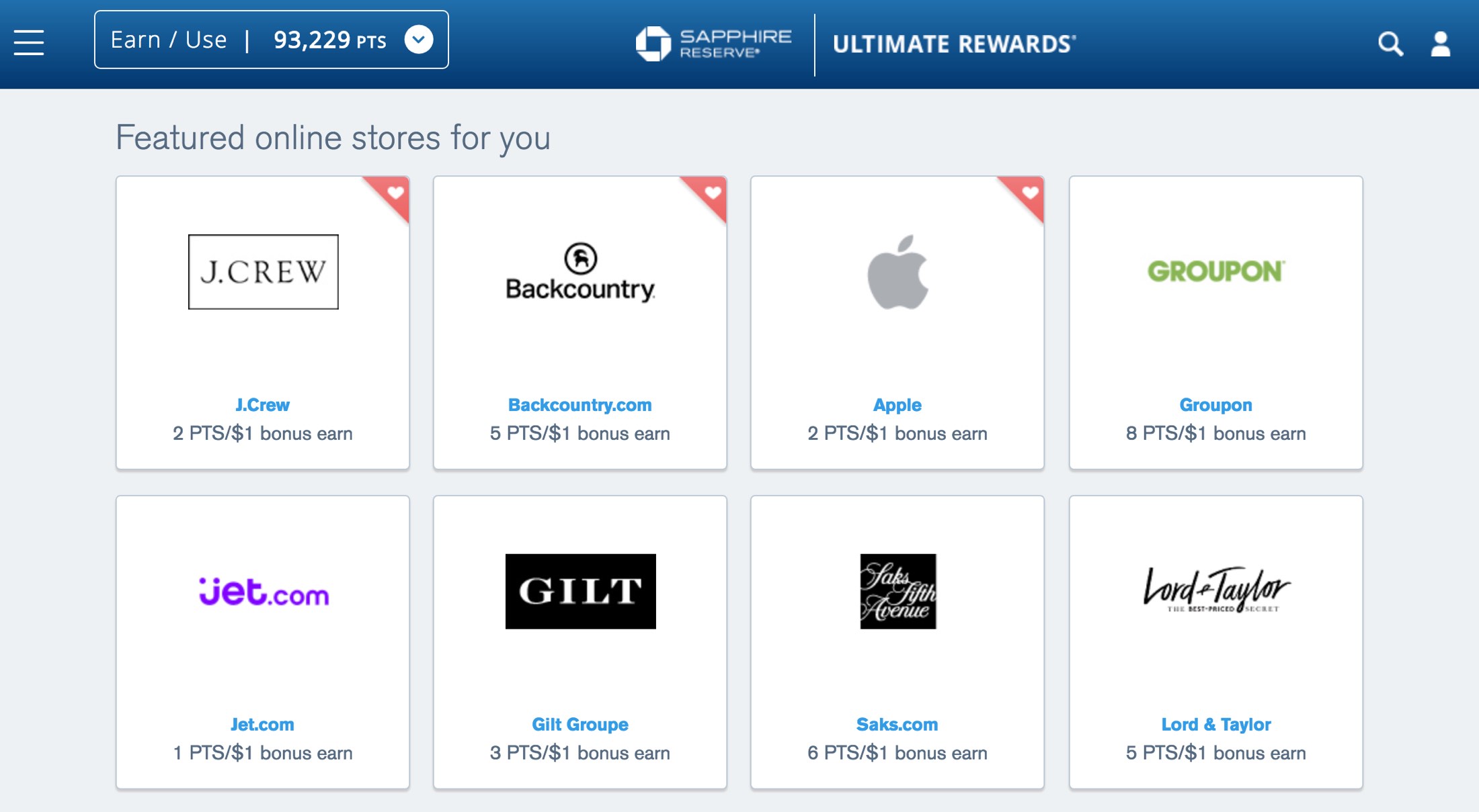 Chase Ultimate Rewards shopping portal
